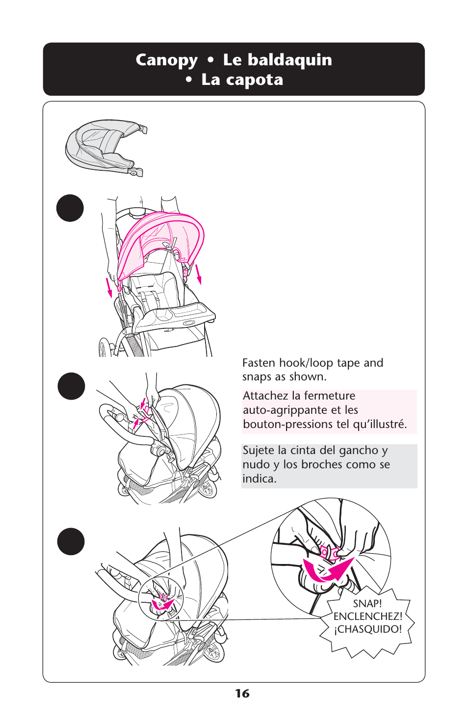 Anopy s | Graco 1760752 User Manual | Page 16 / 36