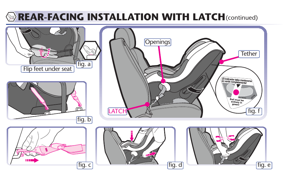 Rear-facing installation with latch | Graco 65 User Manual | Page 17 / 104
