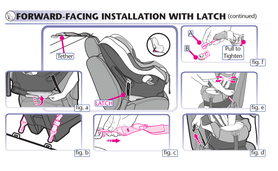 Forward-facing installation with latch | Graco 65 User Manual | Page 19 / 104