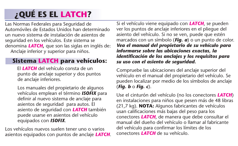 Qué es el latch | Graco 65 User Manual | Page 62 / 104