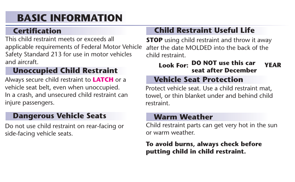 Basic information | Graco 65 User Manual | Page 9 / 104