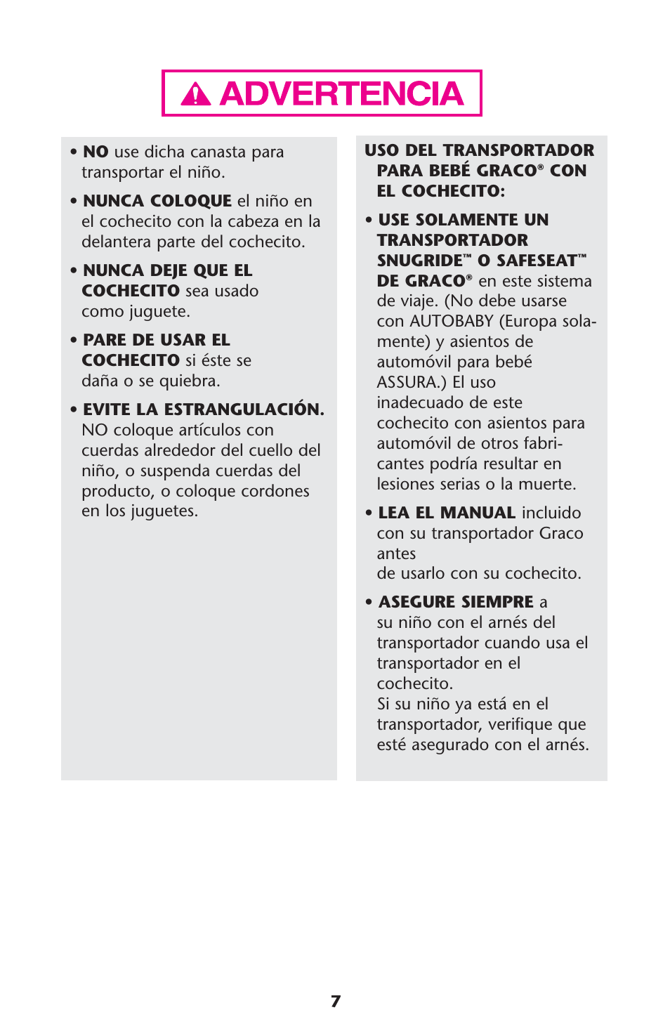 Graco 7255JJB3 User Manual | Page 7 / 112