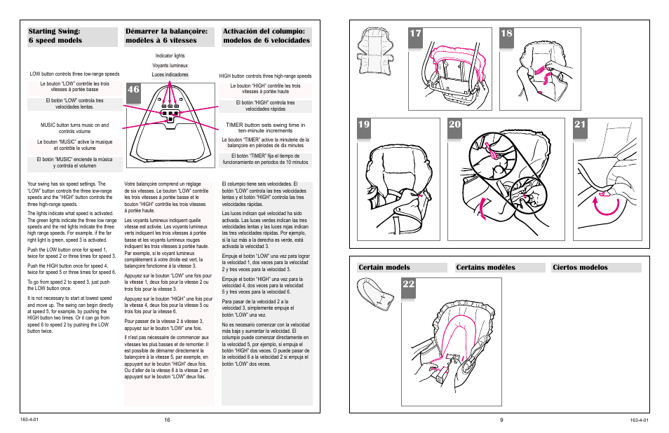 Certain models certains modèles ciertos modelos | Graco 1434  ES User Manual | Page 22 / 24