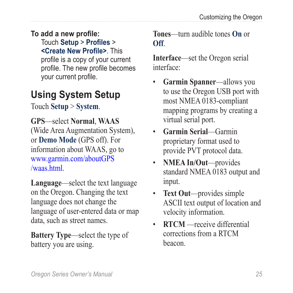Using system setup | Garmin Oregon 450 User Manual | Page 31 / 52