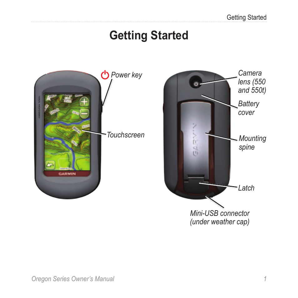 Getting started | Garmin Oregon 450 User Manual | Page 7 / 52