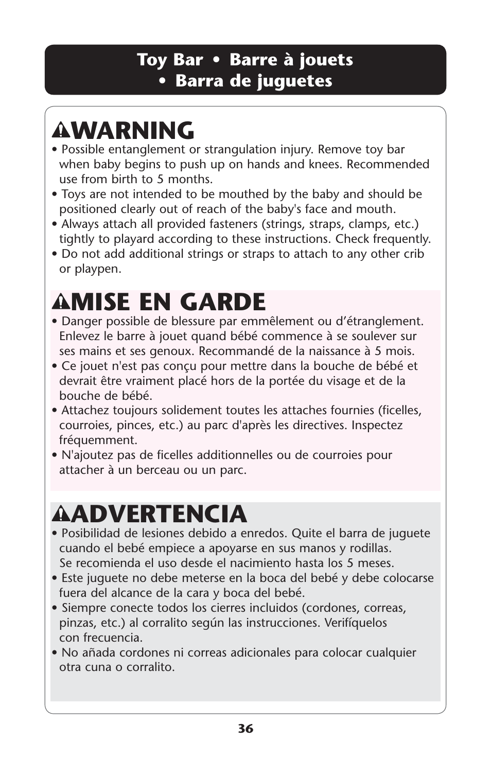Advertencia, Mise en garde, Warning | Graco 1756488 User Manual | Page 36 / 40