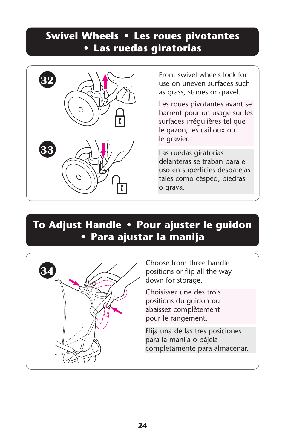 3wivel s, 4o s | Graco MetroLite 1763281 User Manual | Page 24 / 40