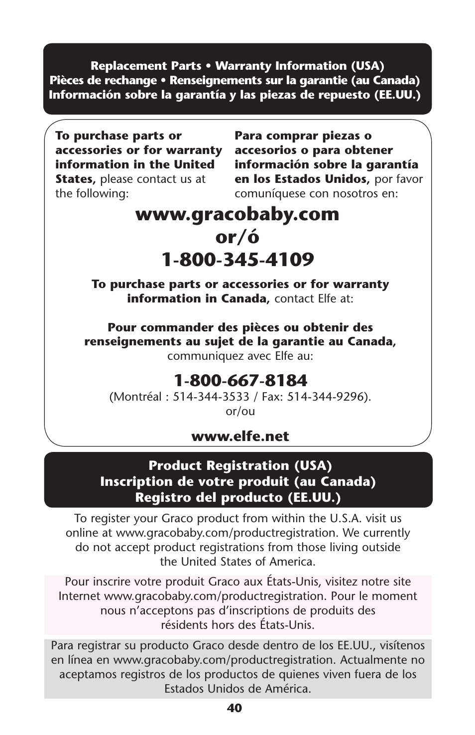 Graco MetroLite 1763281 User Manual | Page 40 / 40