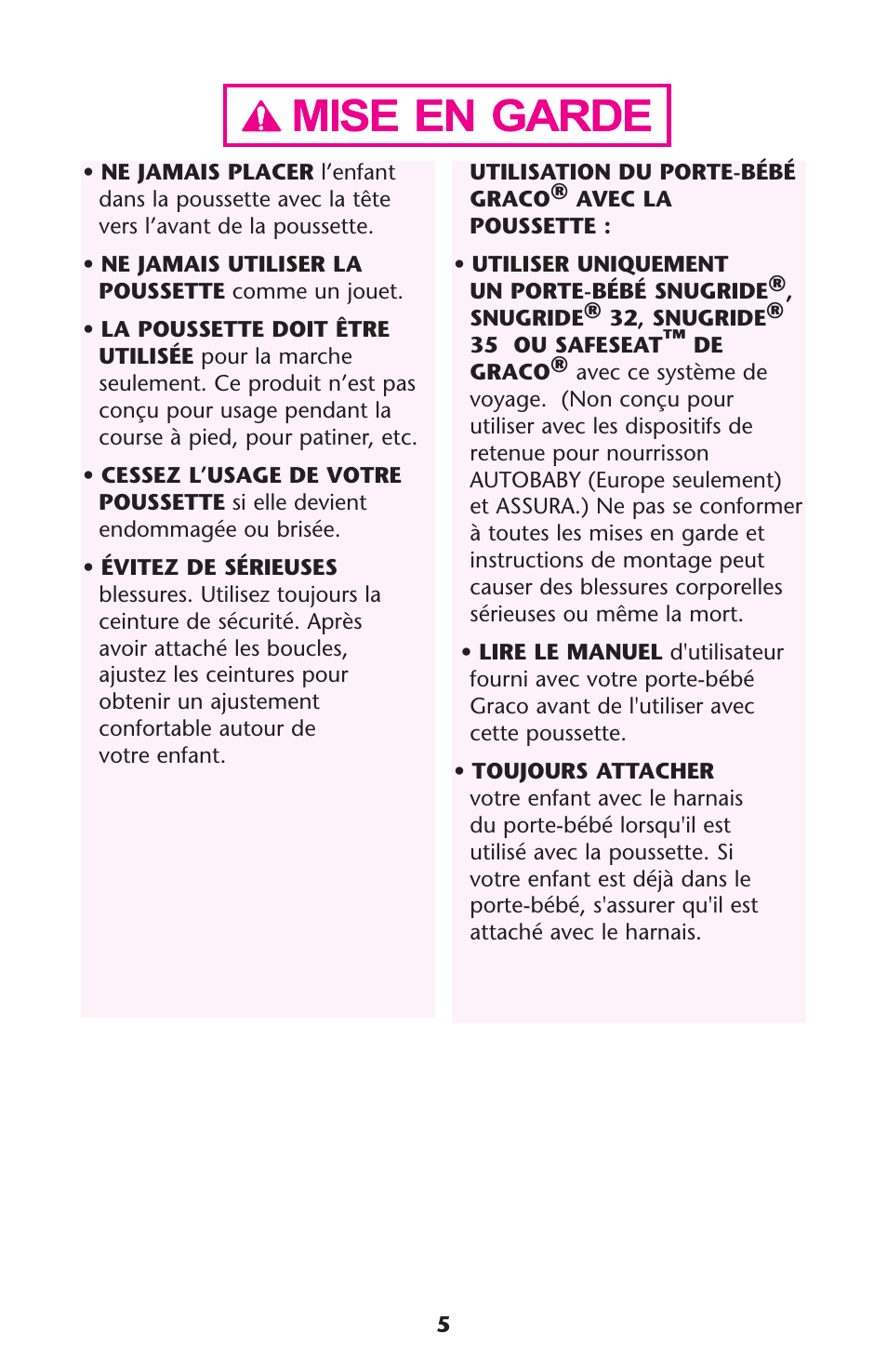 Graco MetroLite 1763281 User Manual | Page 5 / 40