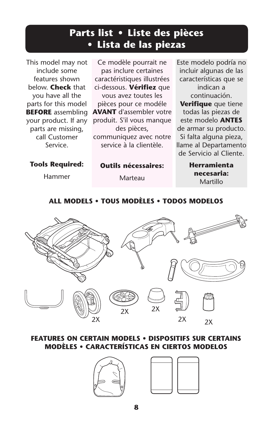 0arts s | Graco MetroLite 1763281 User Manual | Page 8 / 40