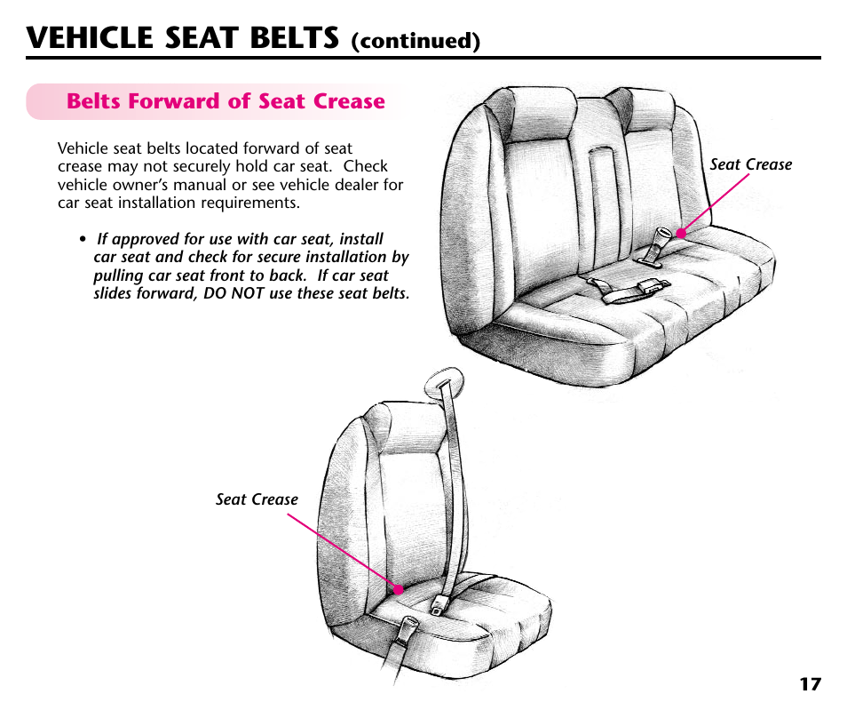 Vehicle seat belts | Graco Baby Seat User Manual | Page 19 / 28