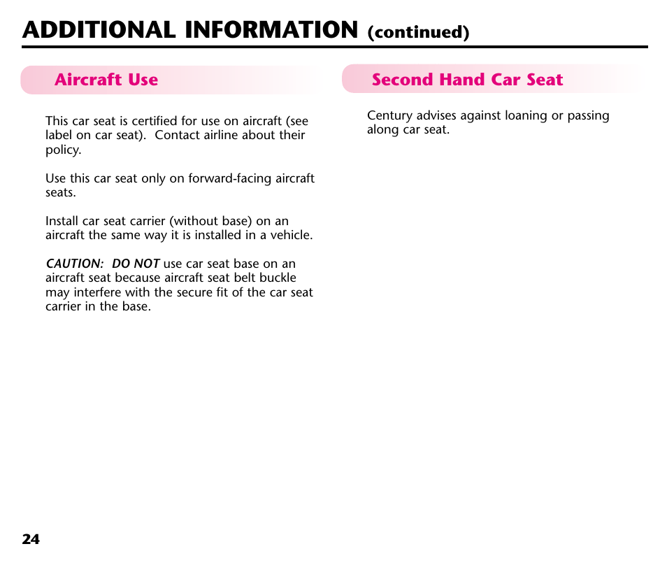 Additional information | Graco Baby Seat User Manual | Page 26 / 28