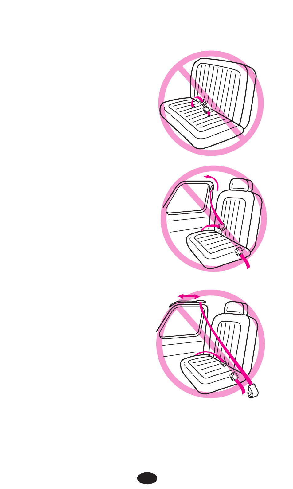 Unsafe vehicle seat belt systems | Graco 8498 User Manual | Page 20 / 76