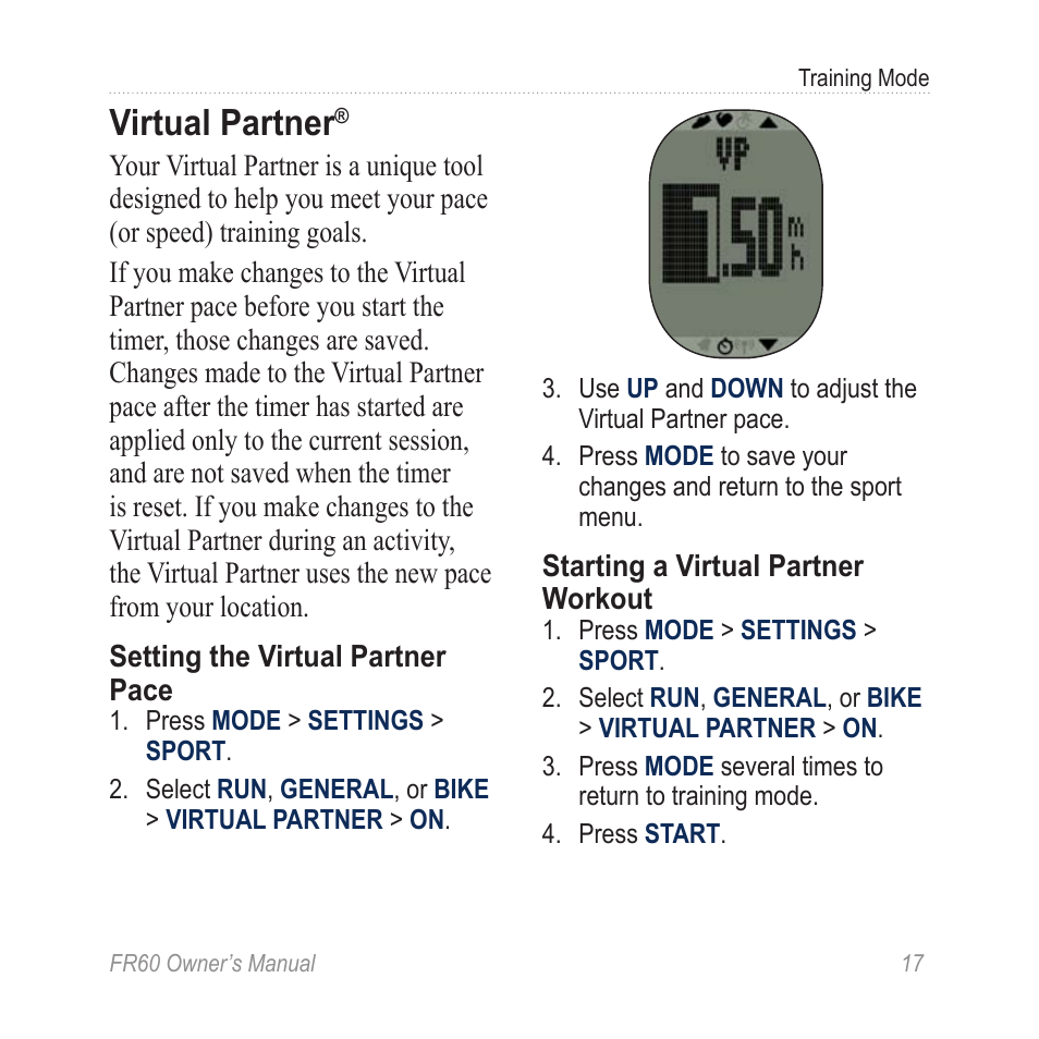 Virtual partner | Graco FR60 User Manual | Page 23 / 48