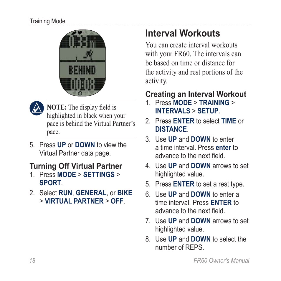 Interval workouts | Graco FR60 User Manual | Page 24 / 48