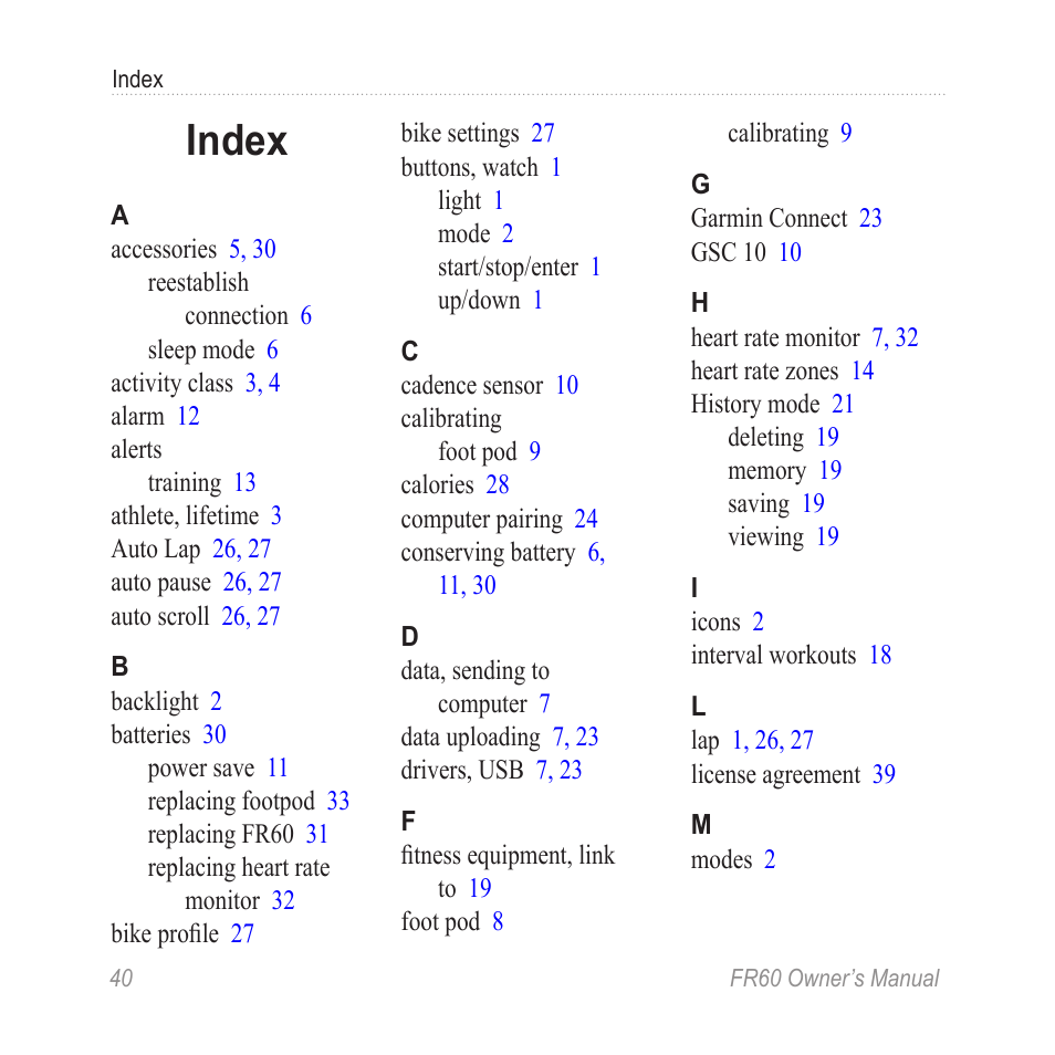 Index | Graco FR60 User Manual | Page 46 / 48