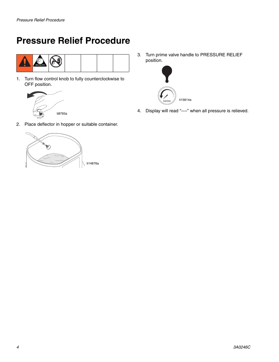 Pressure relief procedure | Graco 258906 User Manual | Page 4 / 40
