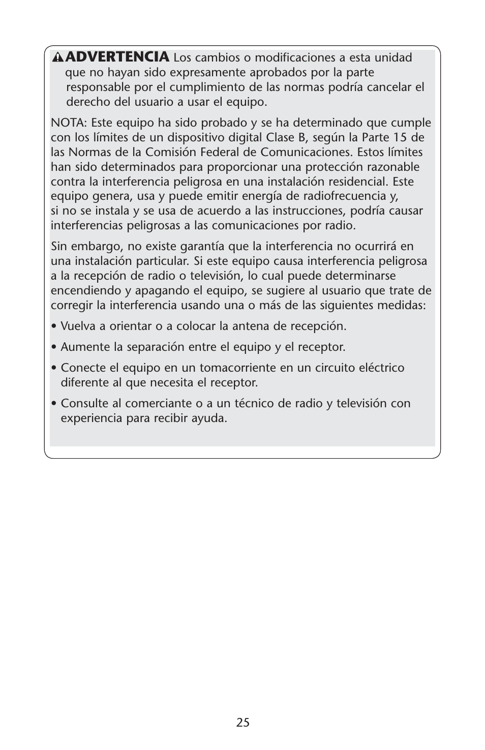 Advertencia | Graco Silhouette 1762256 User Manual | Page 25 / 40