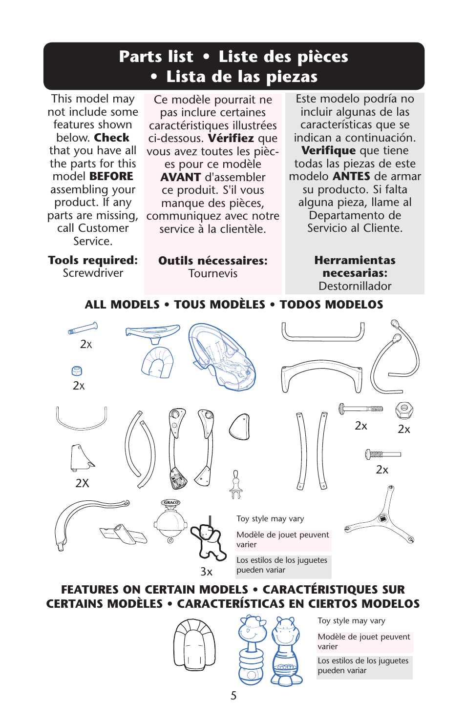 0arts s | Graco Silhouette 1762256 User Manual | Page 5 / 40