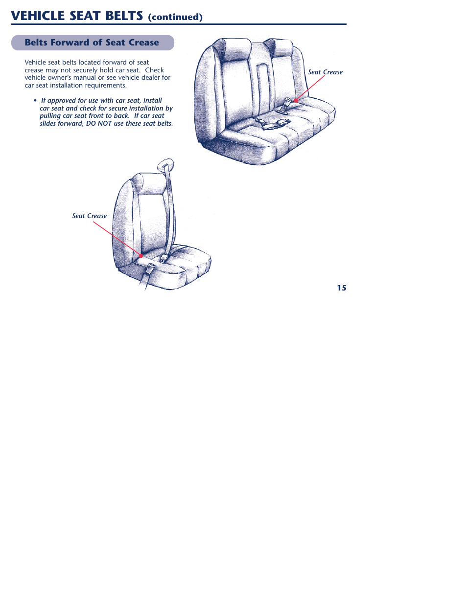 Vehicle seat belts | Graco 1000 STETM User Manual | Page 17 / 54