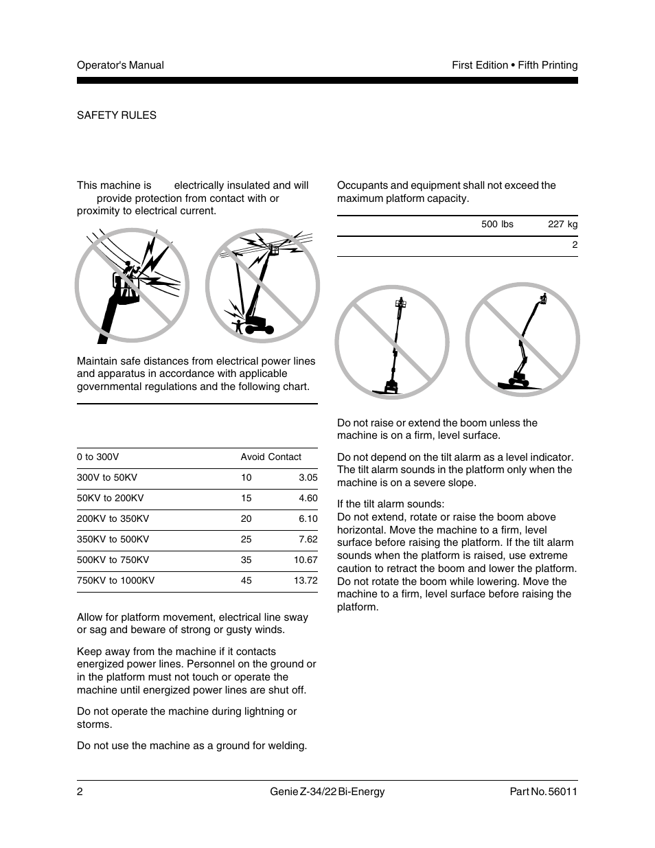 Electrocution hazards, Tip-over hazards | Genie Z-34 User Manual | Page 4 / 31