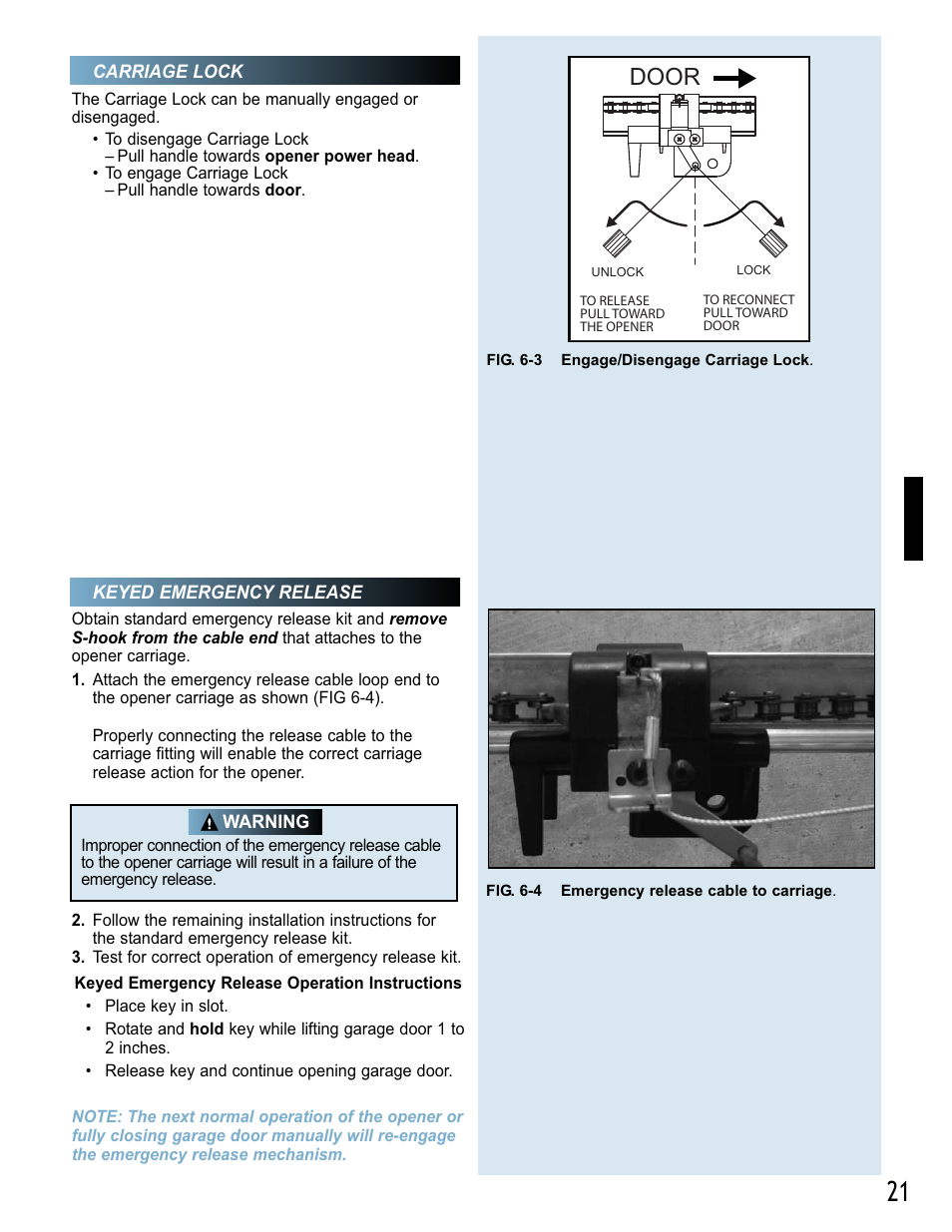 Door | Genie BeltLift 1022 User Manual | Page 21 / 66