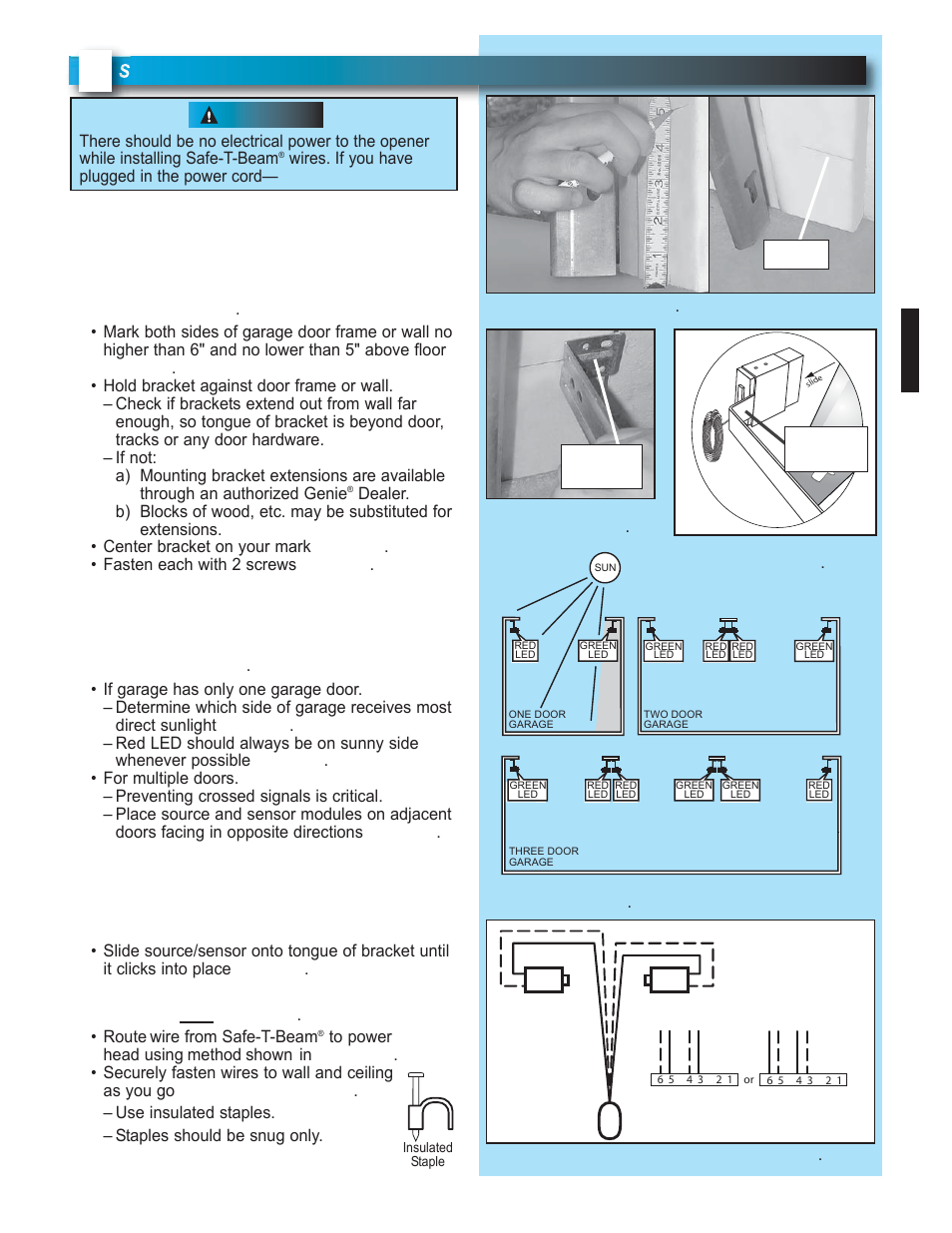 Safe-t-beam, System installation, Warning | Genie Model 2022 User Manual | Page 17 / 30