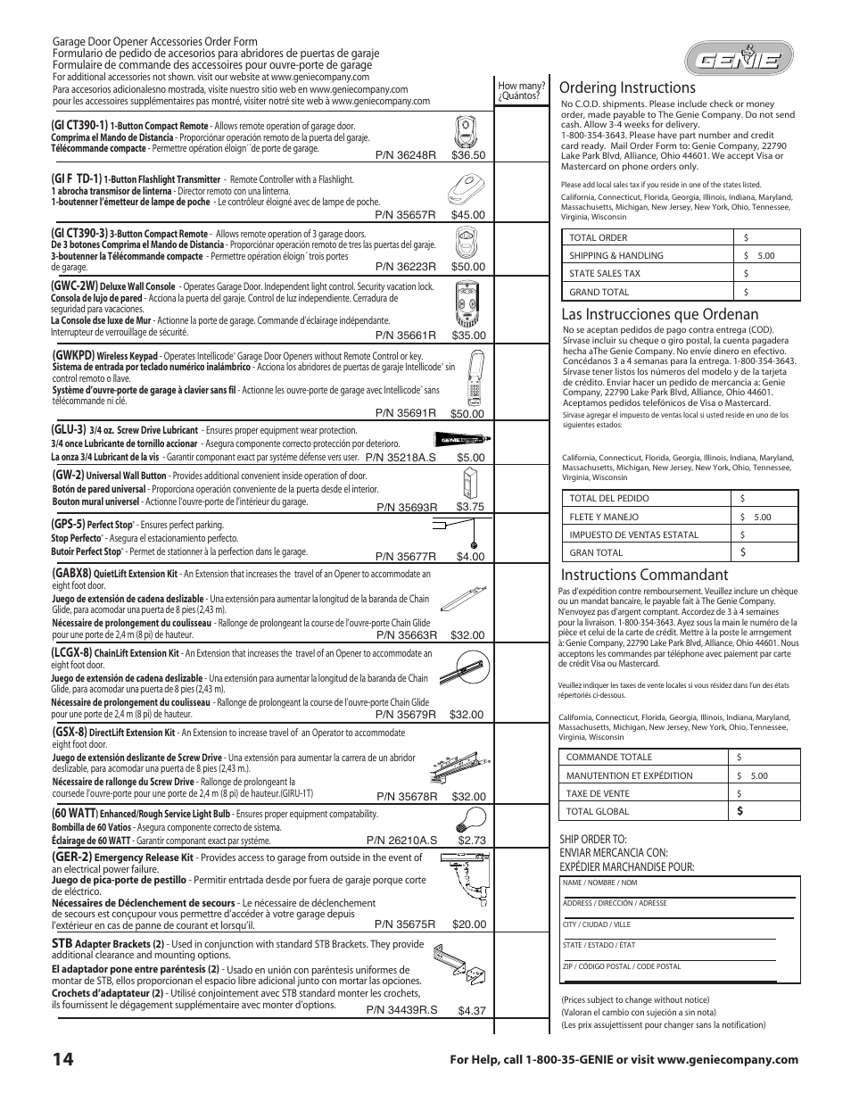 Genie DirectLift 3060 User Manual | Page 14 / 14