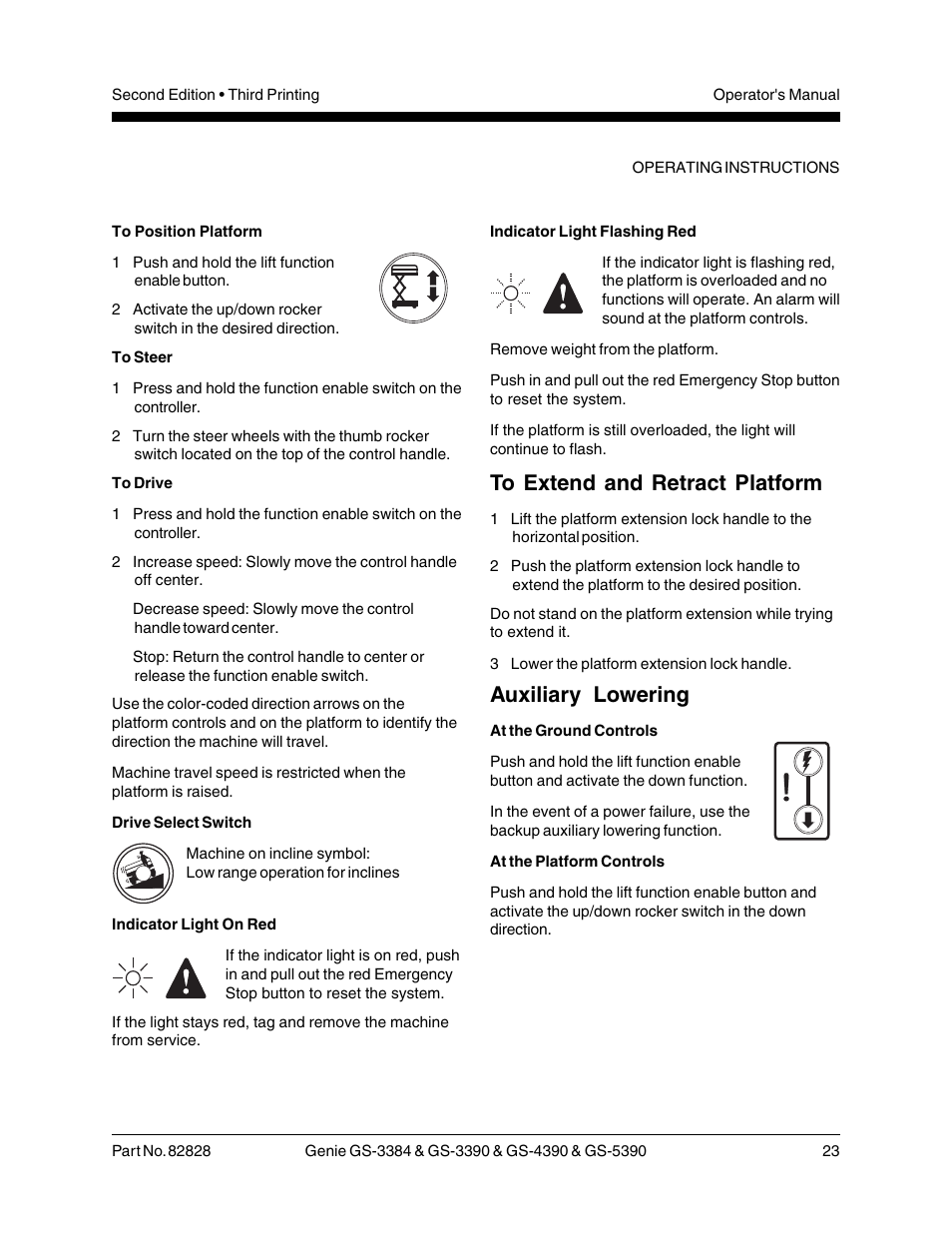 Auxiliary lowering | Genie GS-5390 User Manual | Page 25 / 36