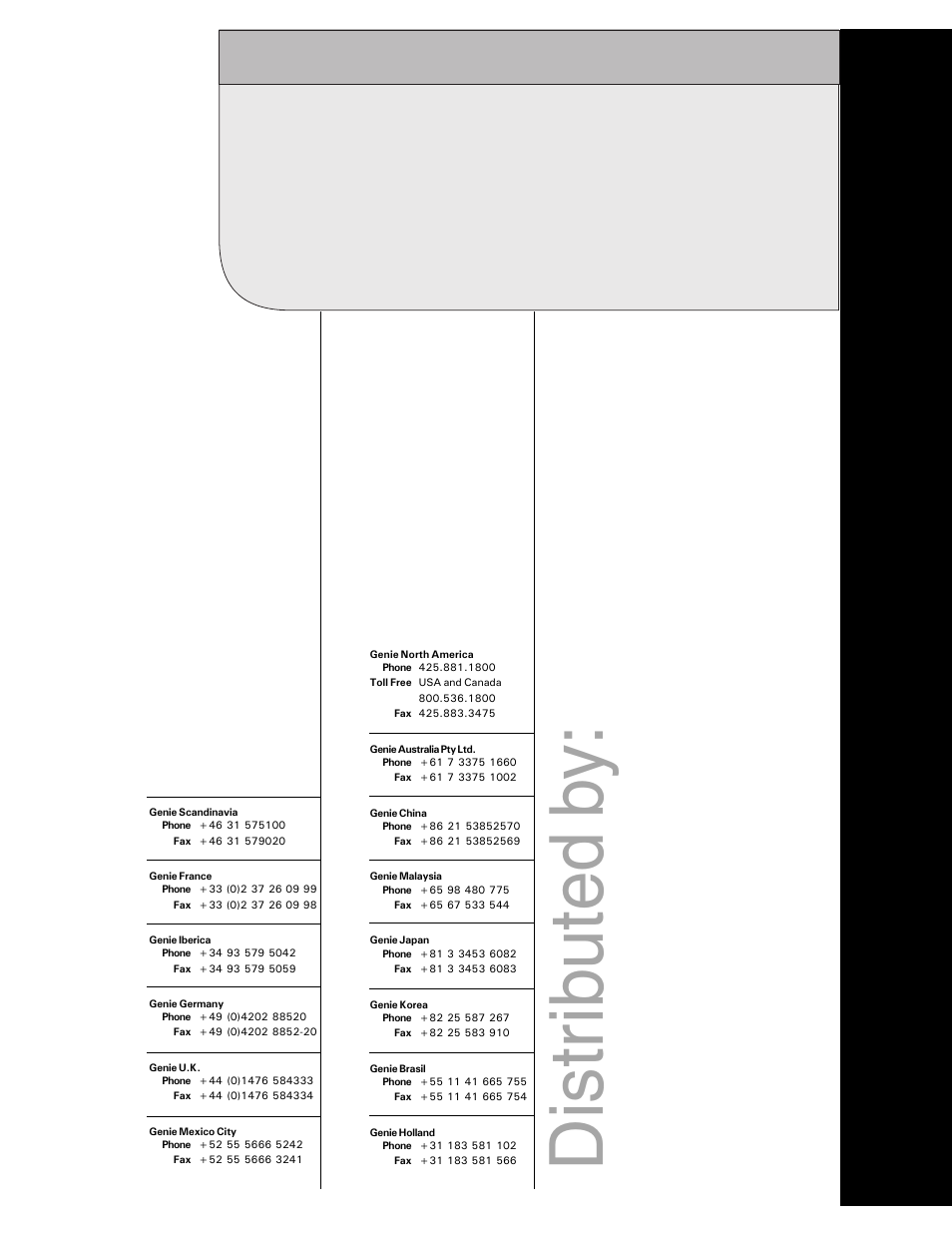 Distr ib uted b y | Genie GS-5390 User Manual | Page 36 / 36