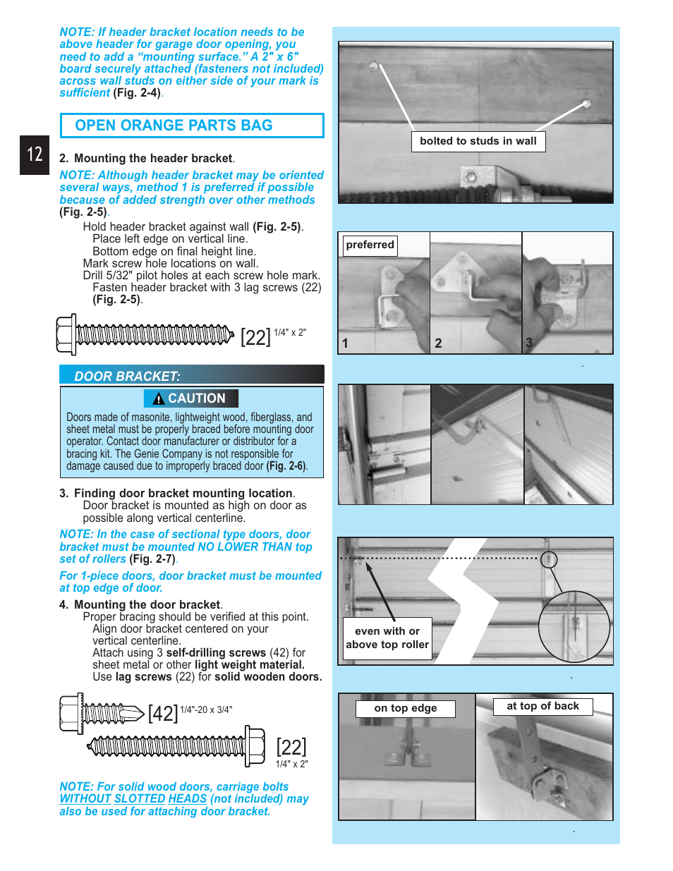Open orange parts bag | Genie 3452535556 GCG User Manual | Page 12 / 27