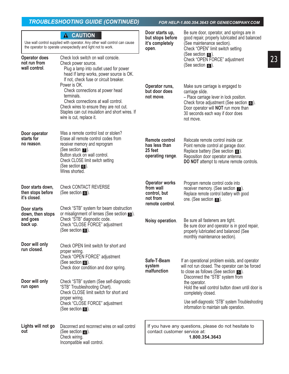 Genie 3452535556 GCG User Manual | Page 23 / 27