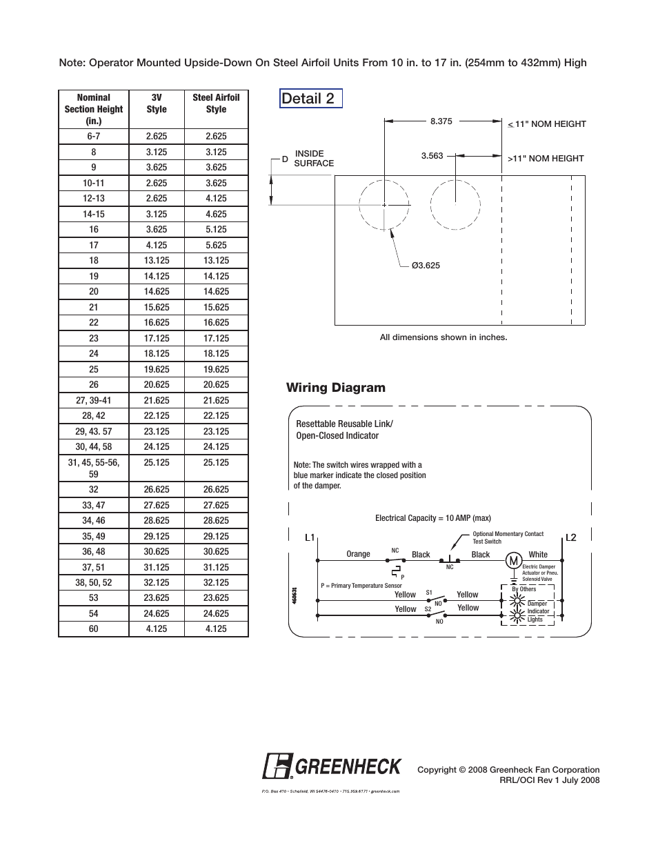 Detail 2, Wiring diagram | Greenheck Fan SEFSD Series User Manual | Page 2 / 2