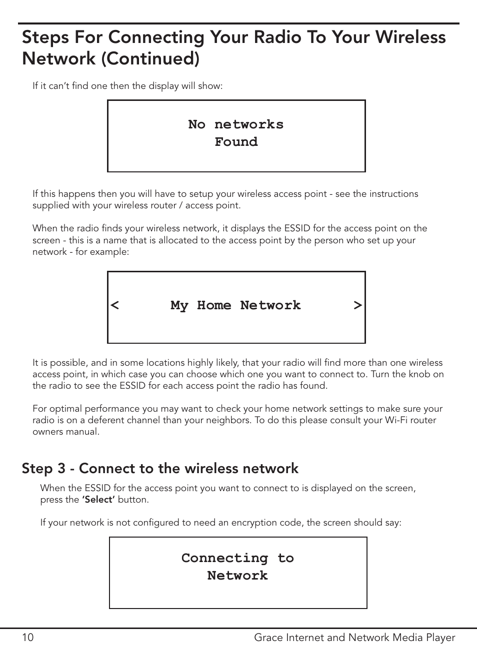 No networks found, My home network | Grace Digital GDI-IR3000 User Manual | Page 10 / 44