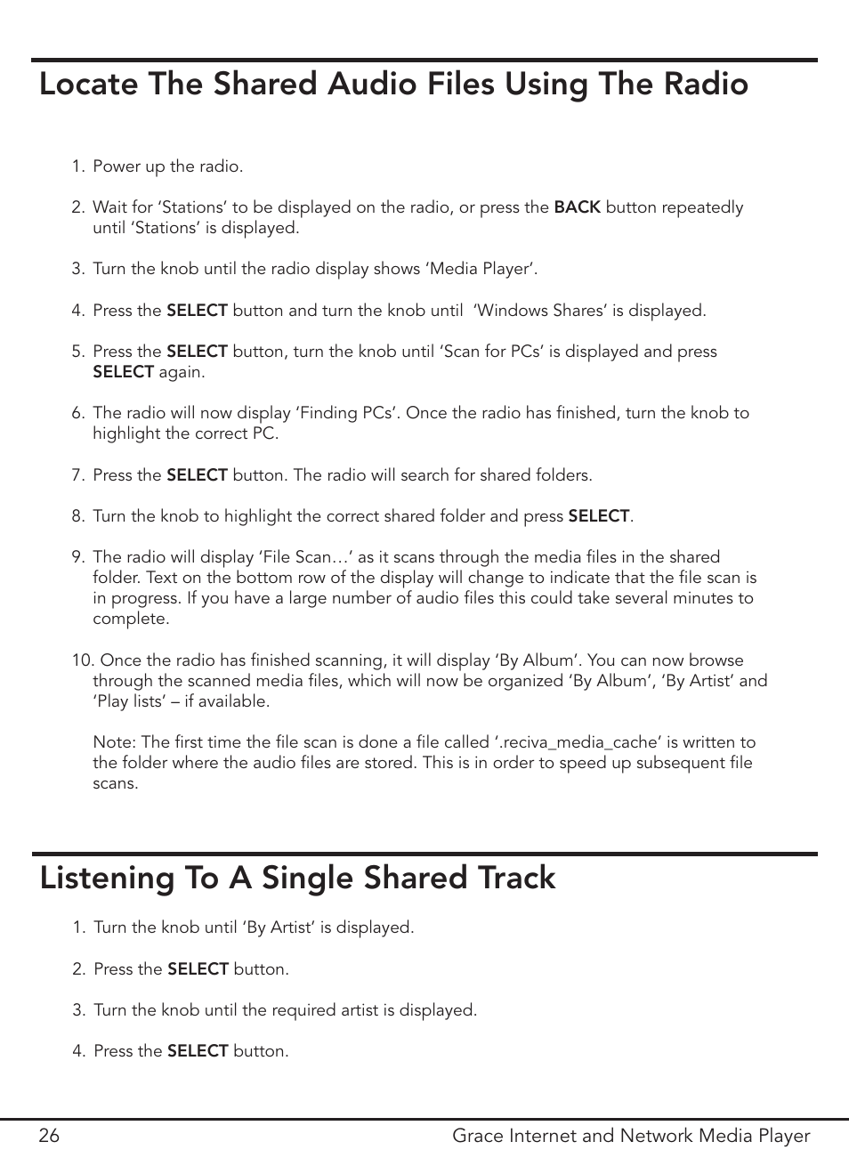 Listening to a single shared track, Locate the shared audio files using the radio | Grace Digital GDI-IR3000 User Manual | Page 26 / 44