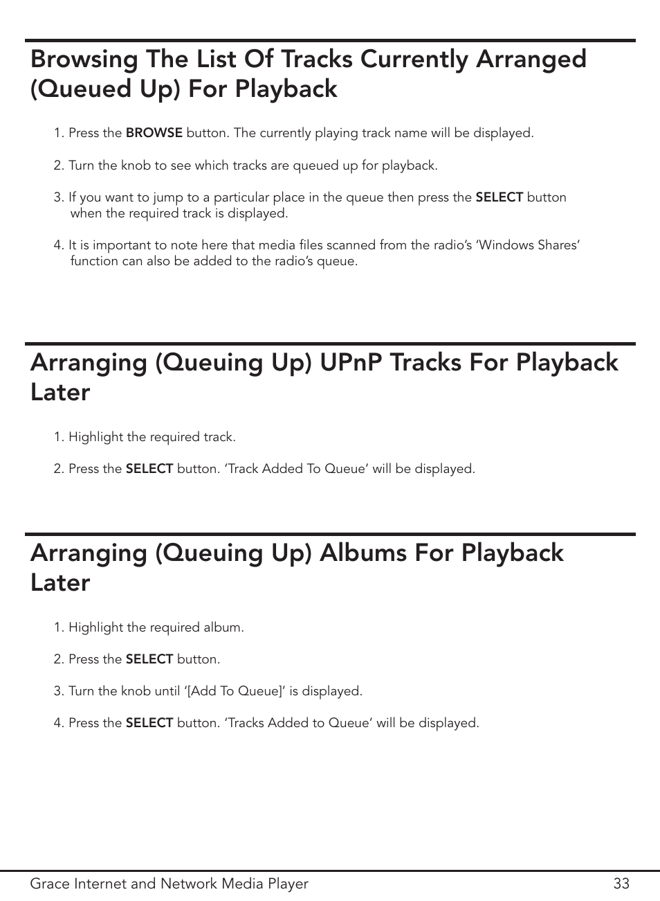 Arranging (queuing up) albums for playback later | Grace Digital GDI-IR3000 User Manual | Page 33 / 44