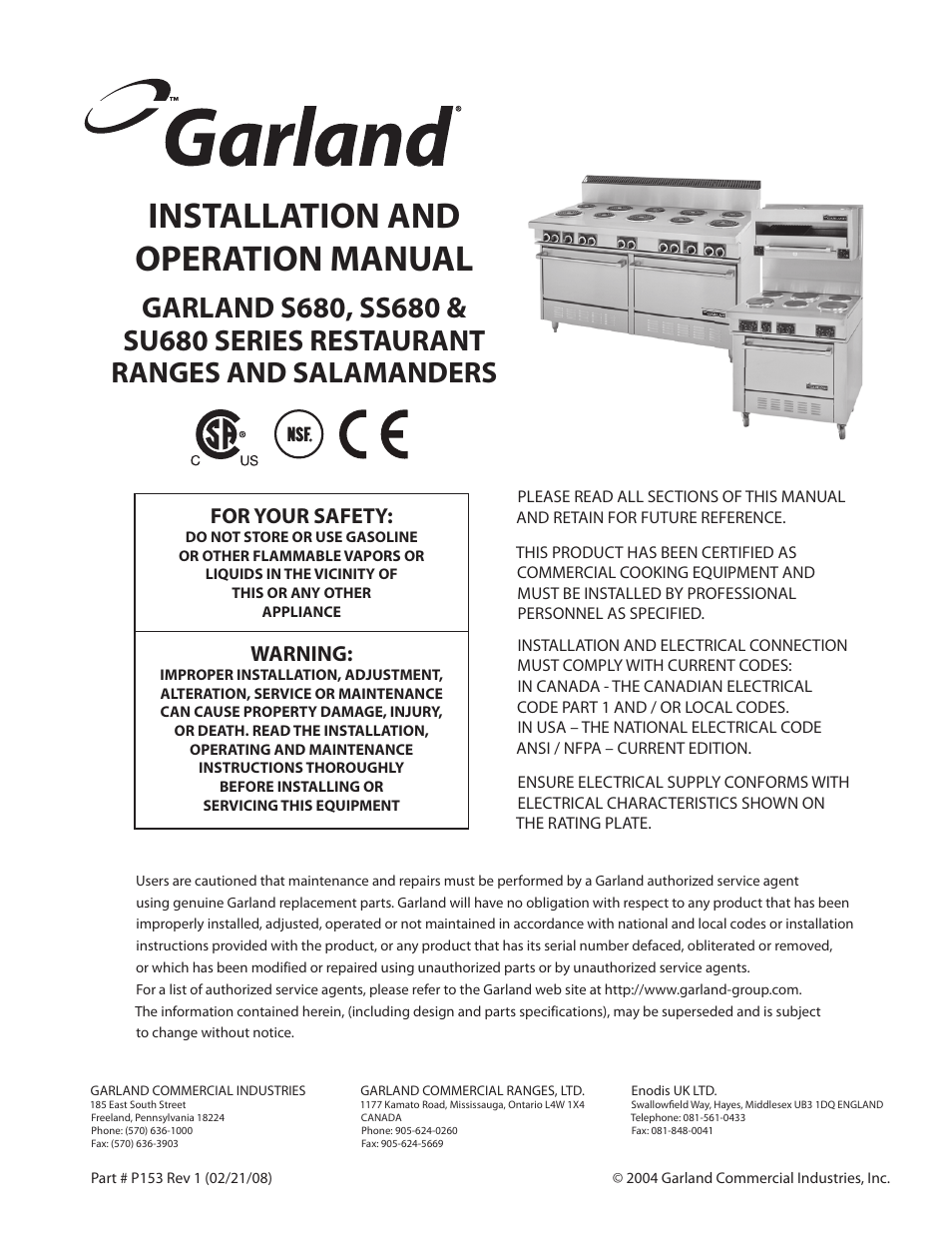 Garland SS680 User Manual | 20 pages