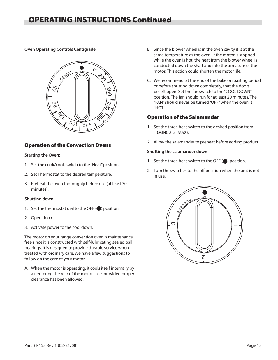 Operating instructions continued | Garland SS680 User Manual | Page 13 / 20