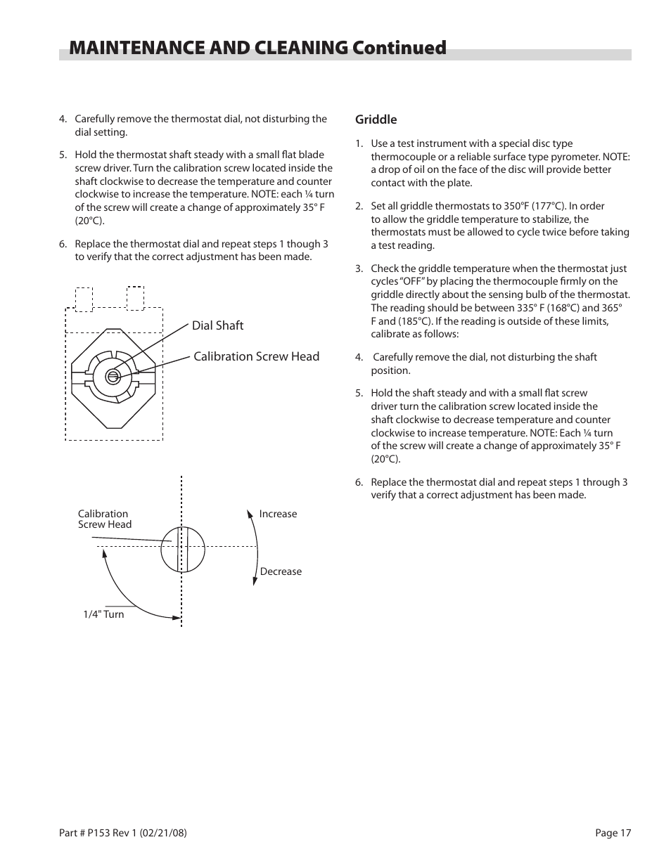 Maintenance and cleaning continued | Garland SS680 User Manual | Page 17 / 20