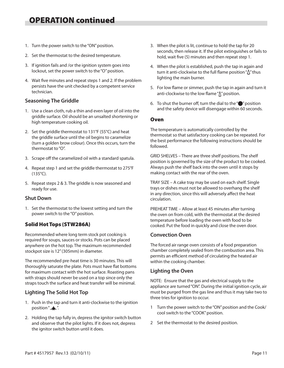 Operation continued | Garland STW286A User Manual | Page 11 / 56
