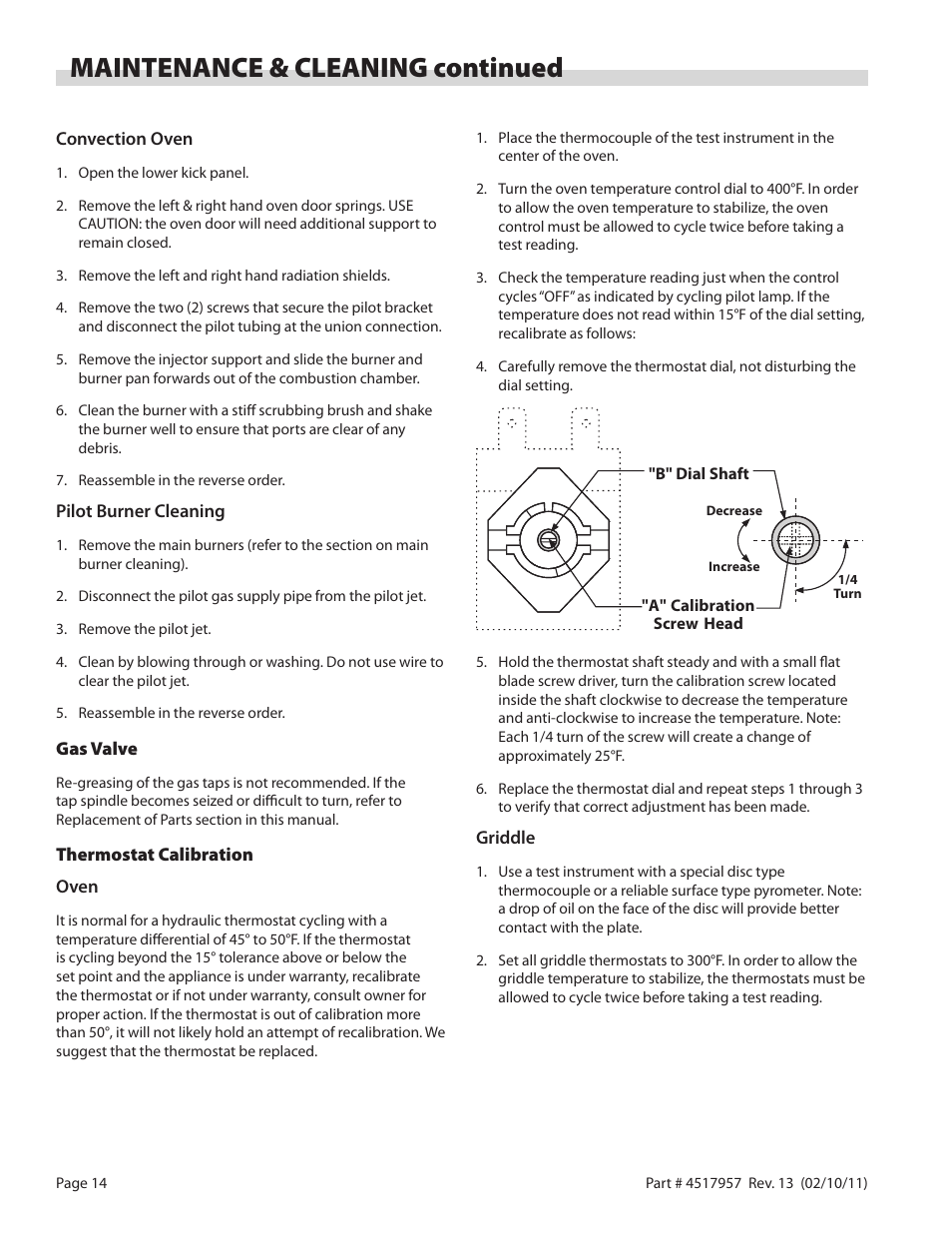 Maintenance & cleaning continued | Garland STW286A User Manual | Page 14 / 56