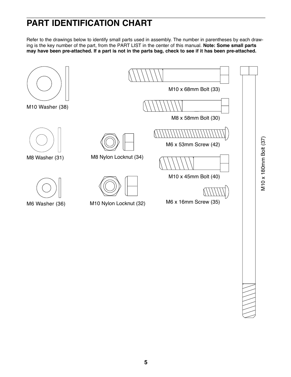 Part identification chart | Gold's Gym XR25 GGBE24320 User Manual | Page 14 / 16