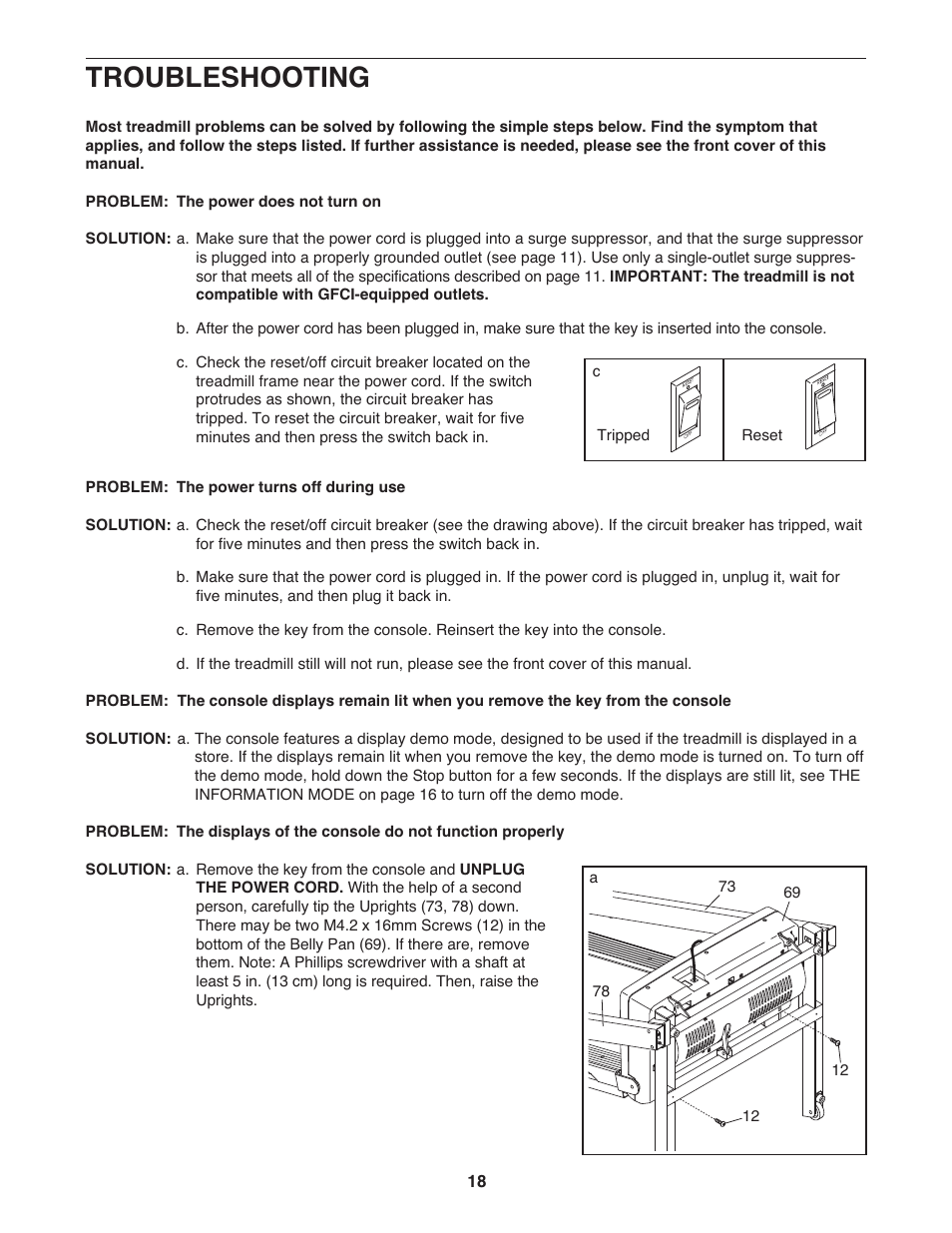 Troubleshooting | Gold's Gym GGTL03607.3 User Manual | Page 18 / 28