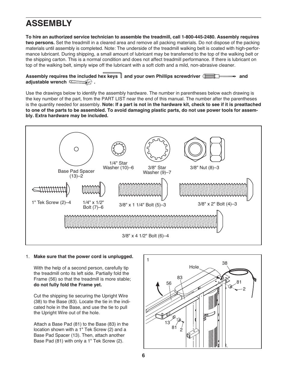 Assembly | Gold's Gym GGTL90608.0 User Manual | Page 6 / 32