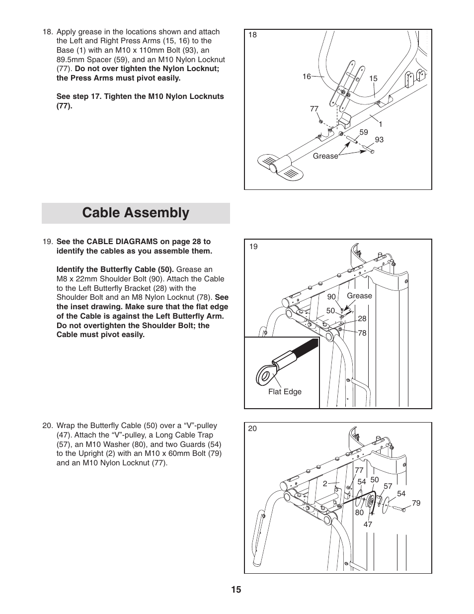 Cable assembly | Gold's Gym Platinum GGSY3058.0 User Manual | Page 15 / 36