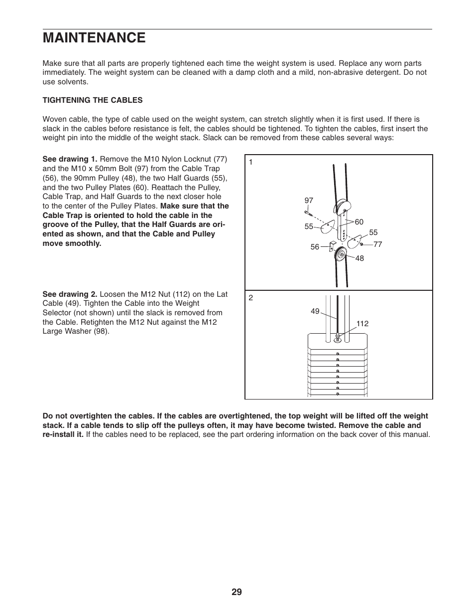 Maintenance | Gold's Gym Platinum GGSY3058.0 User Manual | Page 29 / 36
