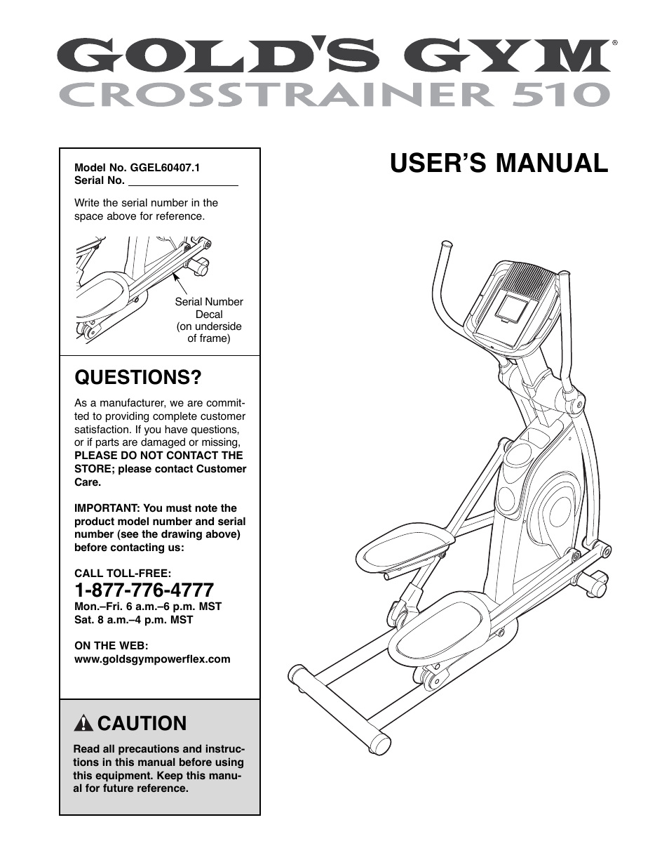 Gold's Gym GGEL60407.1 User Manual | 24 pages