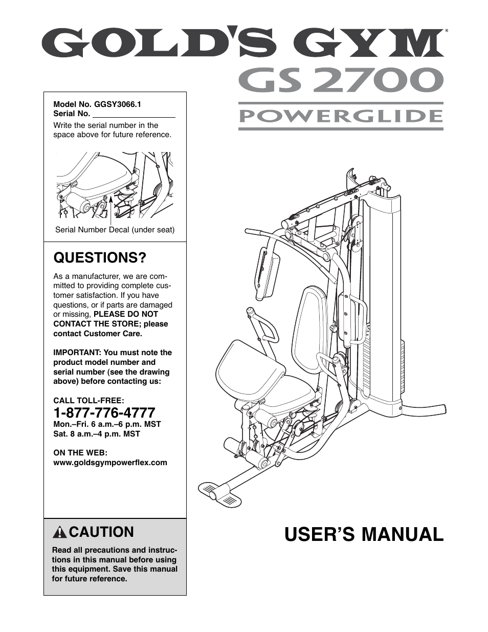 Gold's Gym GGSY3066.1 User Manual | 36 pages