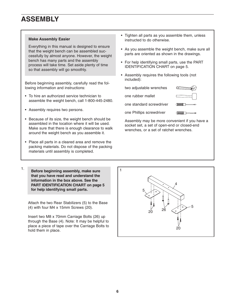 Assembly | Gold's Gym Platinum GGBE0957.0 User Manual | Page 6 / 16