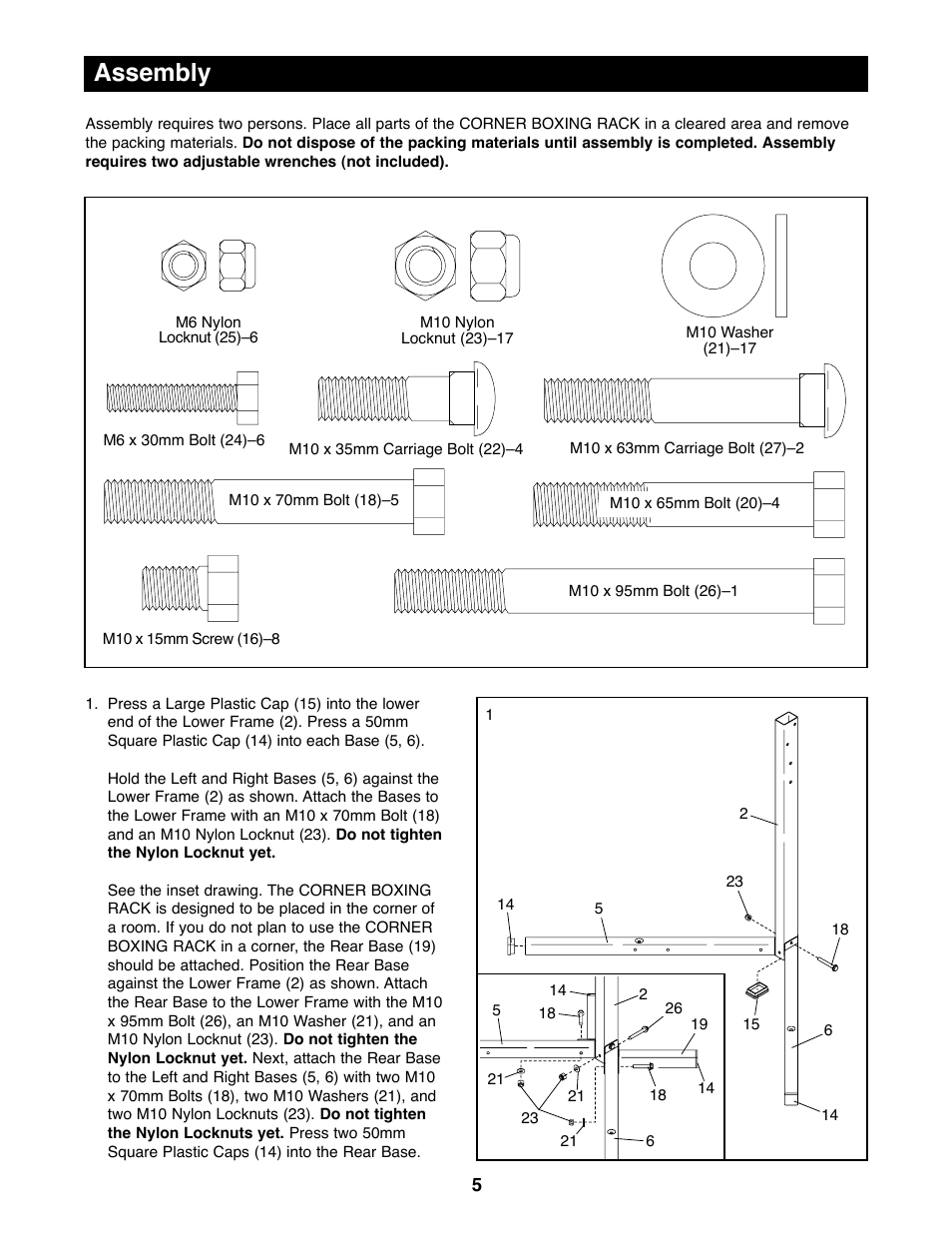 Assembly | Gold's Gym GACR02 User Manual | Page 5 / 12